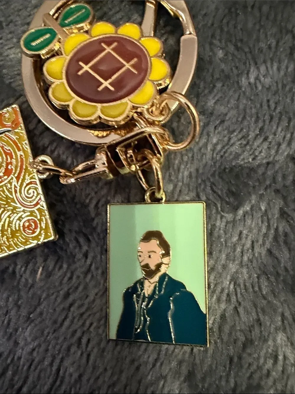 Van Gogh Art Patch & Sunflower Enamel Keychain